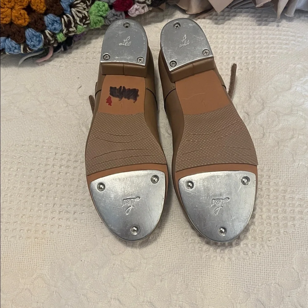 Classic Tan Kids Maryjane Hook & Loop Strap Vegan Leather Dance Tap Shoes